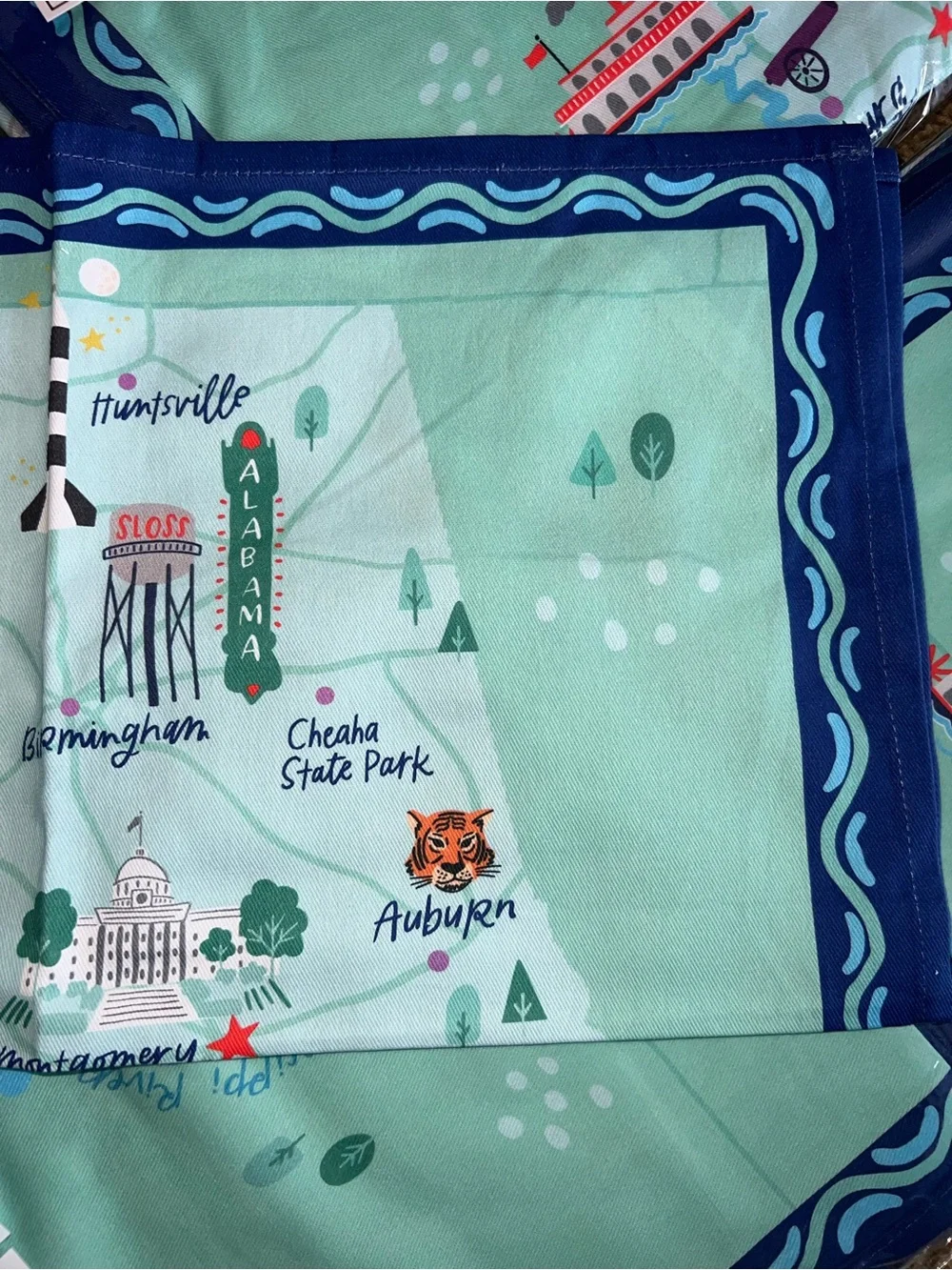 Mary Square Alabama Illustrated Tea Towel